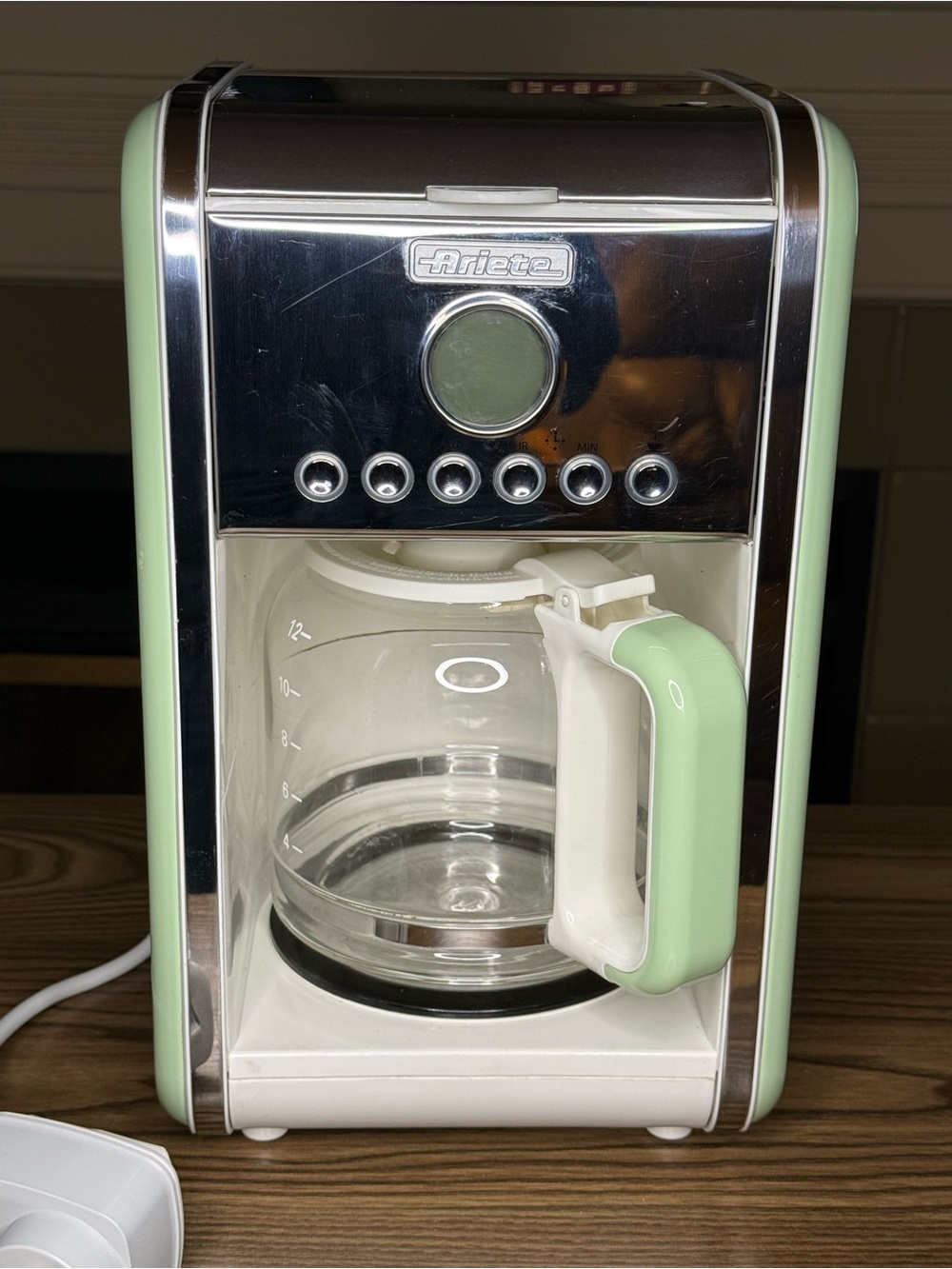 Ariete 1342 Vintage Drip Coffee Maker with UK to US Plug Retro Green/Chrome